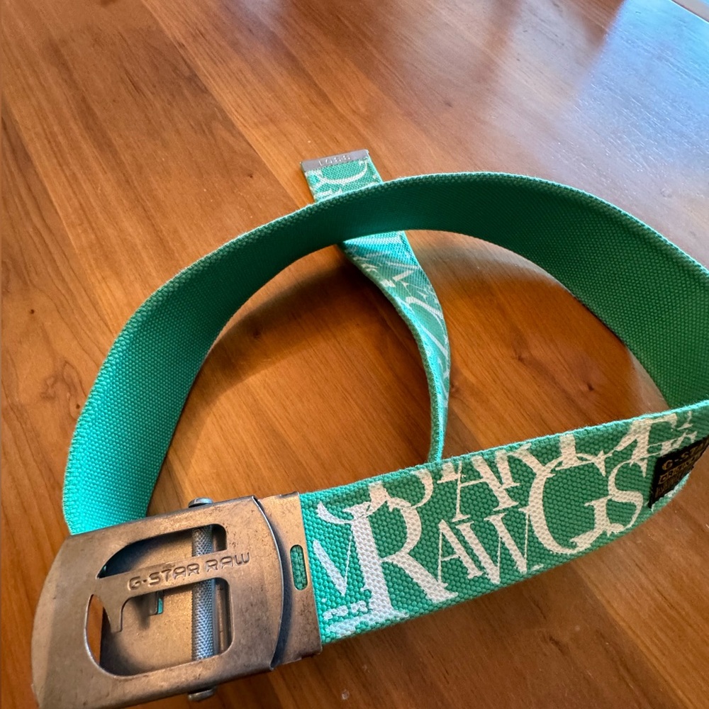 G STAR RAW DENIM BELT M/L TEAL WIDE BRAND NEW - Picture 6 of 7